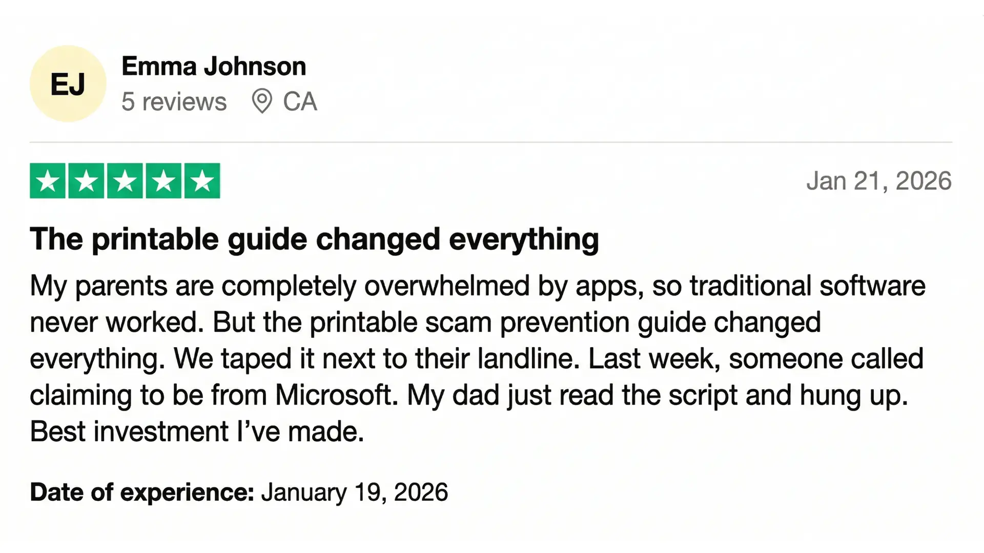 trustpilot testimonial 1